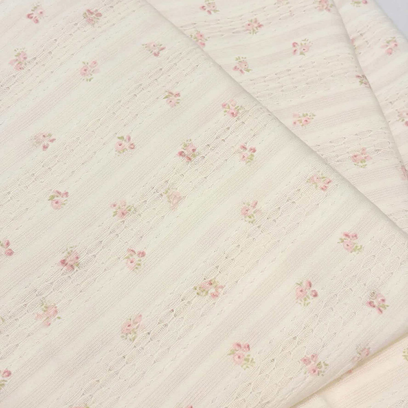 Jacquard 100% cadáis, gearrtha, agus fabraicí crinkled